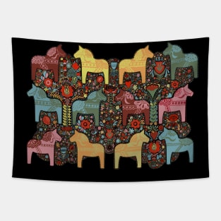 Cheerful Dala Horse Tapestry