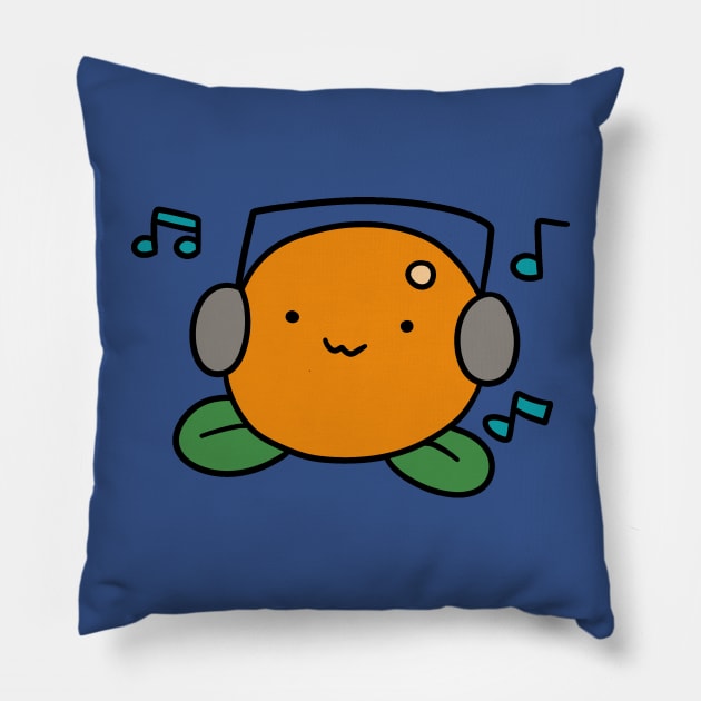 Orange with Headphones Pillow by saradaboru