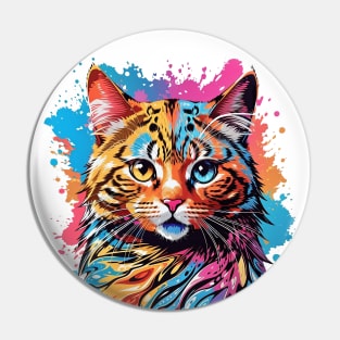Cat with Paint Splatters | Tie Dye | Art Pin