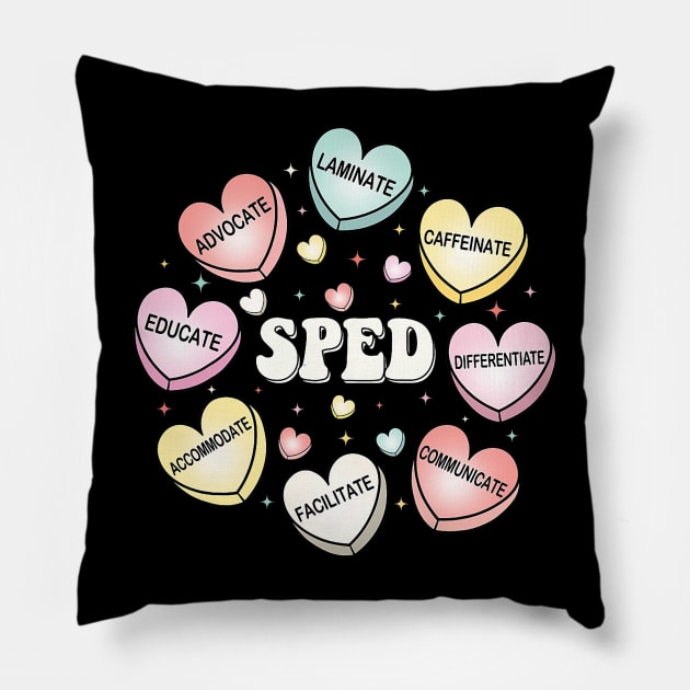 SPED Special Education Teacher Valentines Day Hearts Candy Pillow by jadolomadolo