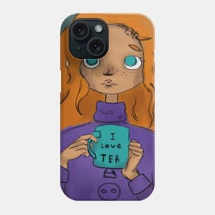 girl with tea Phone Case