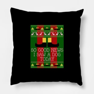 Good News Elf Quote Christmas Knit Pillow