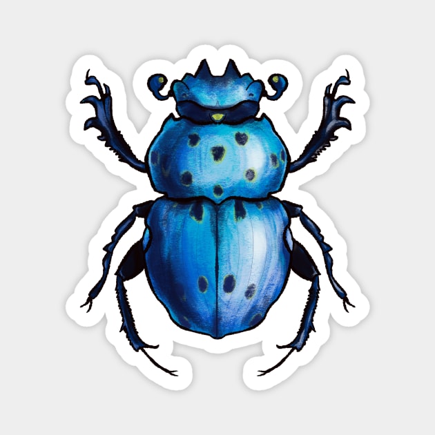 Blue Beetle Cool Insect Art Magnet by Boriana Giormova