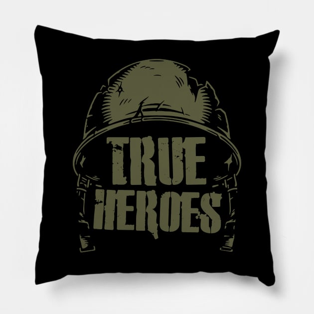 True Heroes - WW2/Vietnam Veterans Pillow by Distant War