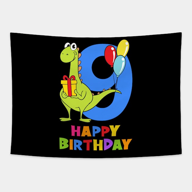 9th Birthday Party 9 Year Old Nine Years Tapestry by KidsBirthdayPartyShirts