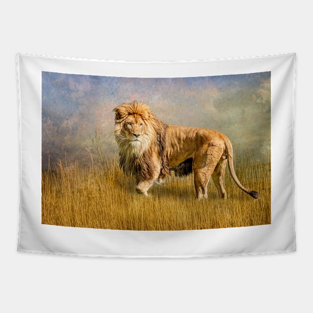 King of The Serengeti Tapestry by Tarrby