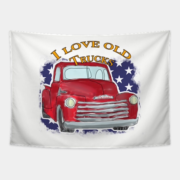 I Love Old Trucks Tapestry by Custom Autos