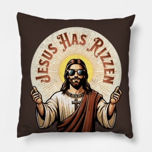 Jesus Has Rizzen - Retro Vintage Risen Christian Faith Funny Pillow