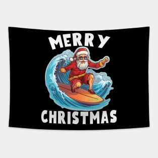 Funny Surfing Santa Claus Merry Christmas Surfboarder Surf Lover Tapestry