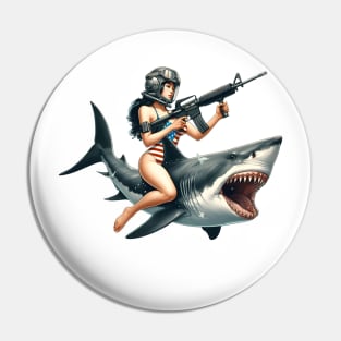 Tactical Girl and Shark Pin