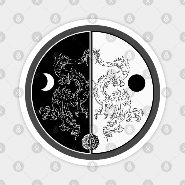 Double Dragon Yin Yang Magnet by Overcast Studio