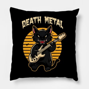 Death Metal Satanic Baphomet Cat playing guitar Pillow