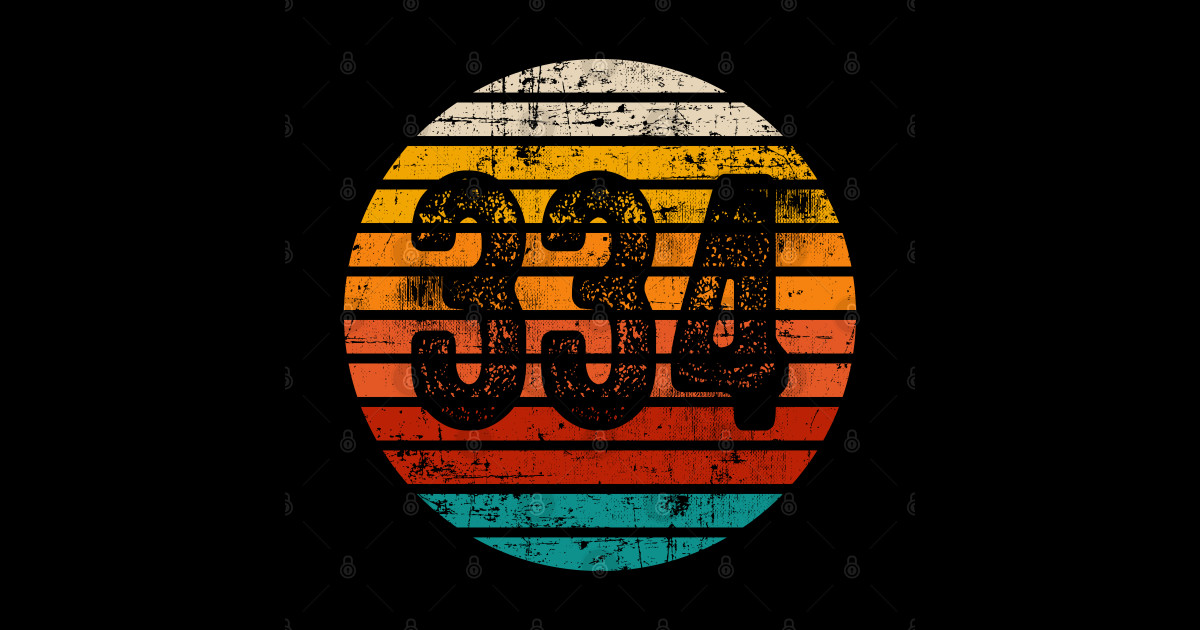 Distressed Vintage Sunset 334 Area Code - 334 Area Code - Sticker ...