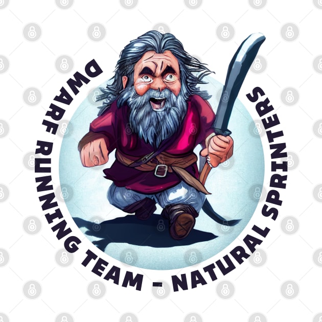 Dwarf Running Team - Natural Sprinters II - White - Fantasy Funny Running by Fenay-Designs