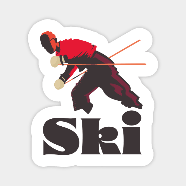 Retro Ski poster Magnet by nickemporium1