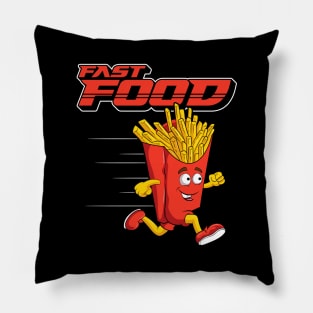 Cute & Funny Fast Food Running French Fries Punny Pillow