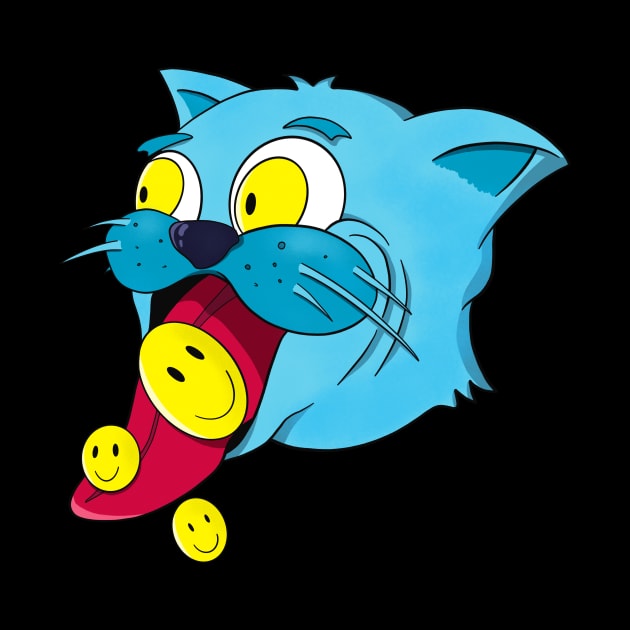 Blue Cat Smile Kitten Cartoon Pet by Foxxy Merch