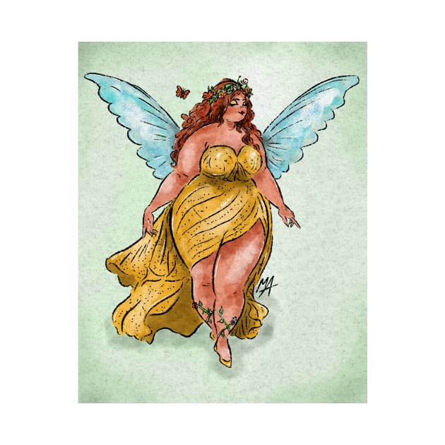 Pretty chubby spring fairy (with background) by The Mindful Maestra