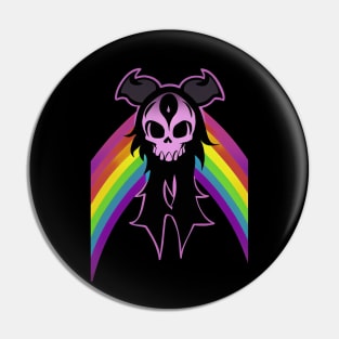 Rainbow Goth Skull Mascot Pin