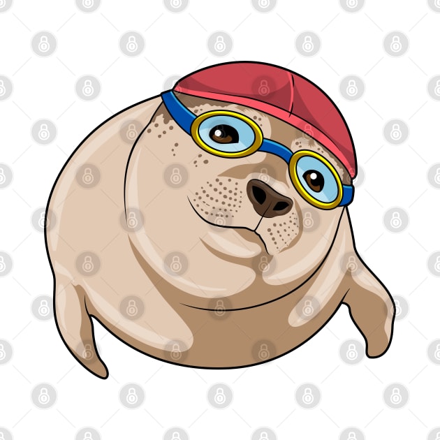 Seal at Swimming with Swimming goggles by Markus Schnabel