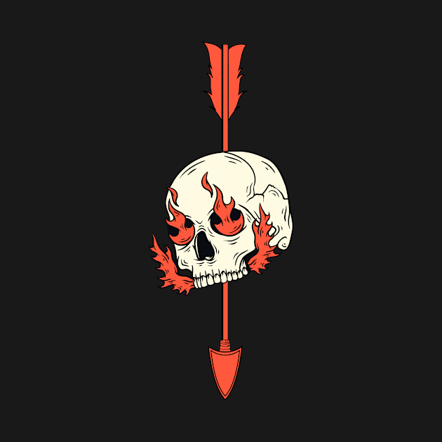 FLAMING SKULL WITH AN ARROW by RaruDesigns