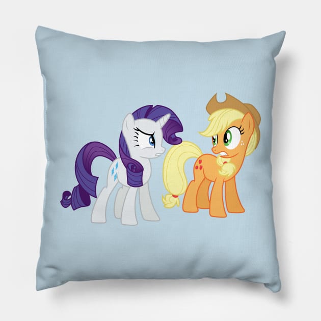 Shocked Rarity and Applejack exchange looks Pillow by CloudyGlow