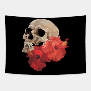 Skull and Hibiscus Tapestry