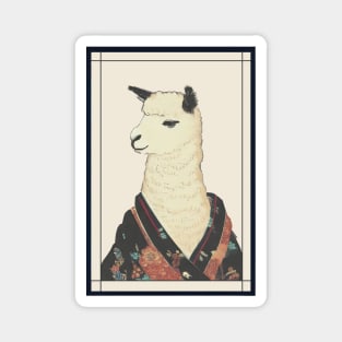 Alpaca with kimono japanese vintage Magnet