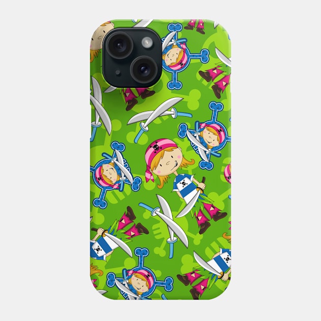 Cute Cartoon Pirate Girl Phone Case by markmurphycreative