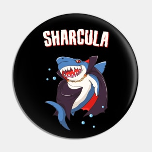 Sharcula Funny Dracula Shark Vampire Pin