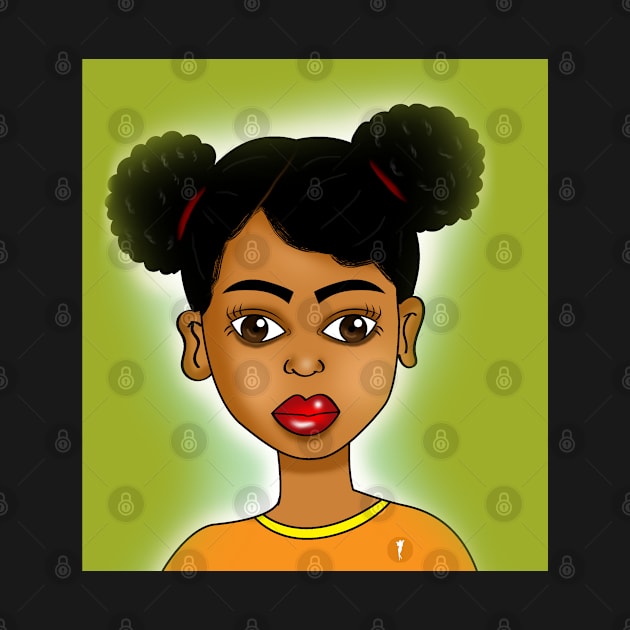 cute black girl digital art by Spinkly Creations 