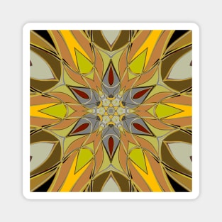 Cartoon Mandala Flower Yellow Grey and Red Magnet