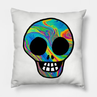 Swirl Rainbow Skull Pillow
