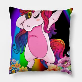 Dabbing Unicorn T Shirt Rainbow Pattern Shirt for Boys Girls Pillow