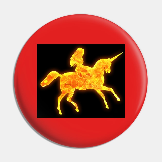 Fire Unicorn Design Pin by Miss Santa's Store