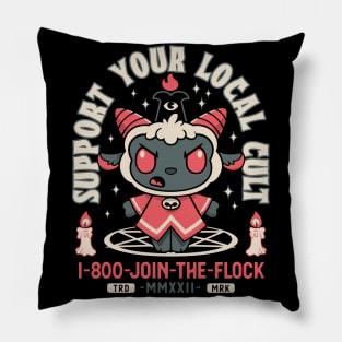 Support Your Local Cult - Creepy Cute Satanic Lamb - Join The Flock Pillow