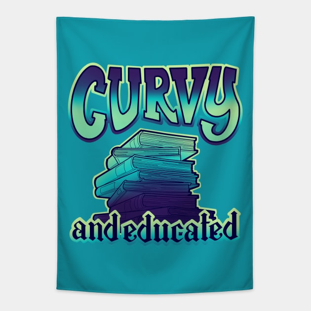 Curvy and educated, stack of aqua blue books Tapestry by weilertsen