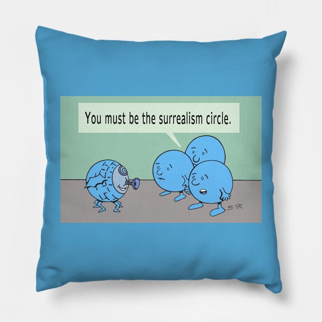 Surrealism Circle Pillow by SteamyR