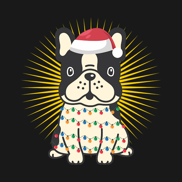 Bulldog Wrapped In Christmas Lights I Animal Lover by 2blackcherries