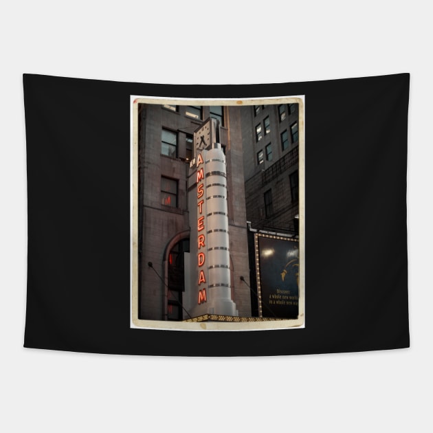 Amsterdam Theater in Times Square- Kodachrome Postcards Tapestry by Reinvention