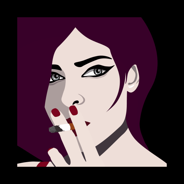 Pretty Punk Girl with Cig Smokey Eyes Red Lips by Lastdrop