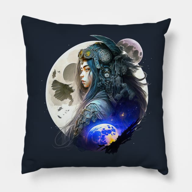 Moon Girl Warrior Pillow by Wintrly