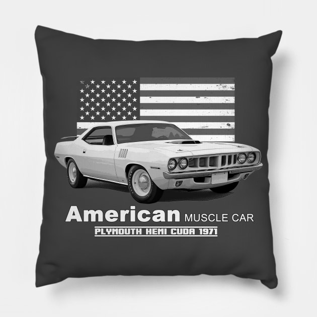 Plymouth Hemi Cuda American Muscle Car 60s 70s Old is Gold Pillow by Jose Luiz Filho