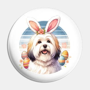 Coton de Tulear Celebrates Easter with Bunny Ears Pin