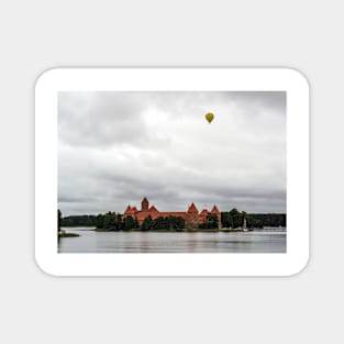 Yellow air balloon over red Castle Magnet