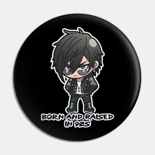 Born and Raised in 90's Chibi Rocker Boy Design Pin