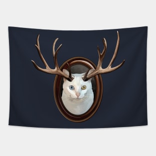 White Catalope Portrait in Wooden Frame Tapestry