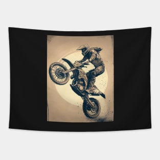 Dirt bike stunt tan background Tapestry