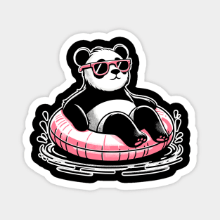 Pool Party Panda in Sunglasses on a Pink Float Funny Pool Panda Magnet