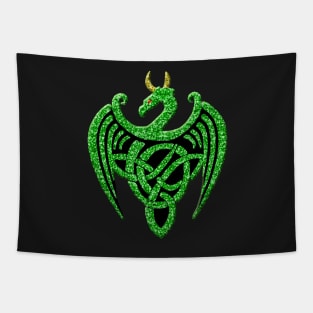 Faux Green Glitter Celtic Dragon Tapestry